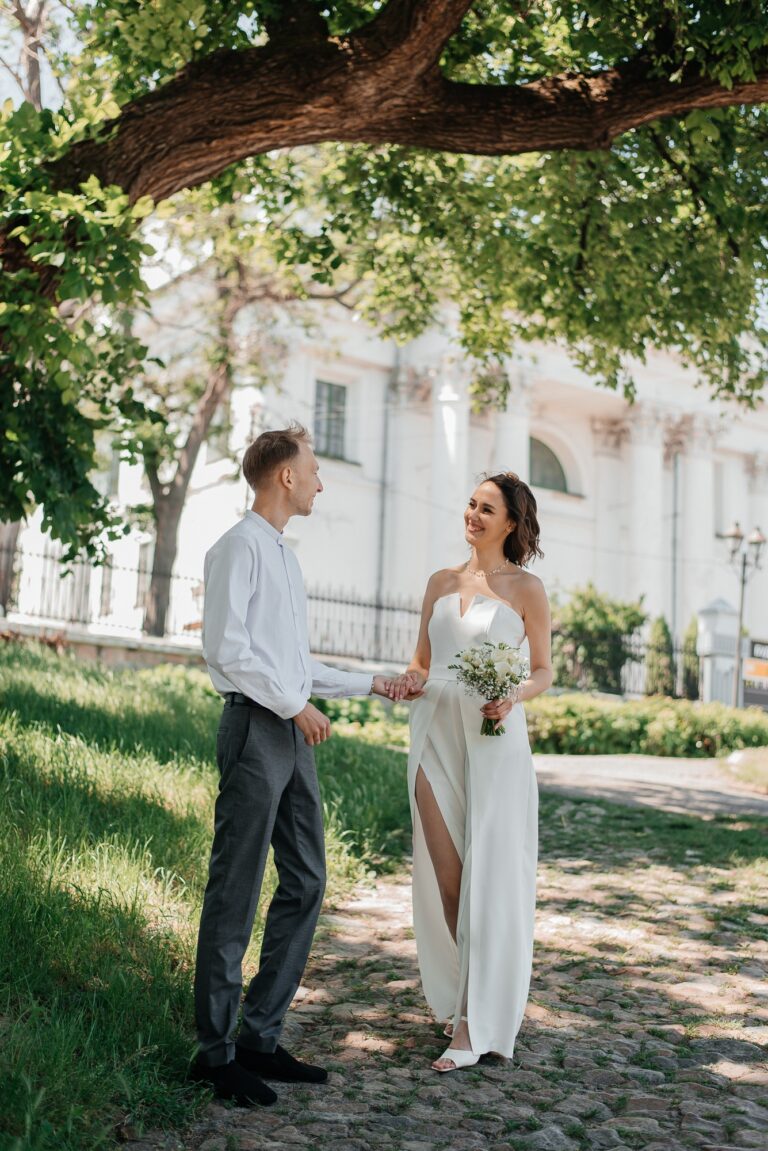 Young wedding couple on their wedding